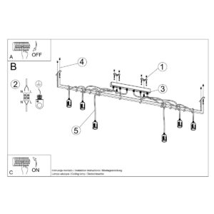 Chandelier Salamanca 6 Black Uncategorized Fisherman's Lights UK