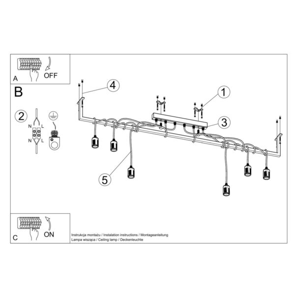 Chandelier Salamanca 6 Black Uncategorized Fisherman's Lights UK