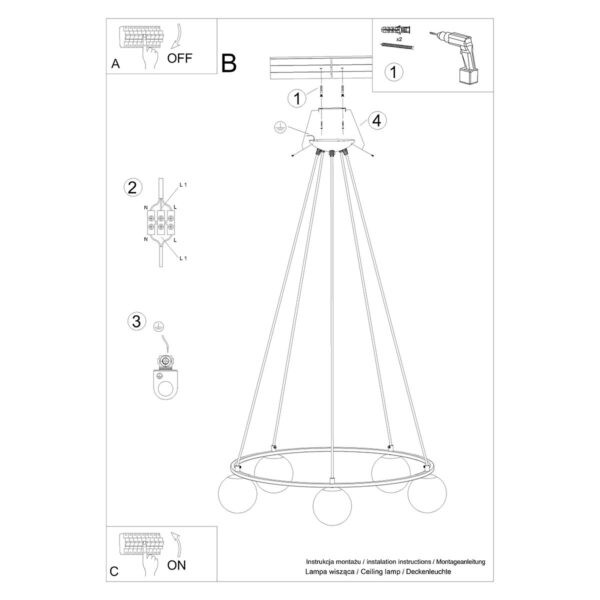 Chandelier Yoli 5 Farm House Lighting Fisherman's Lights UK