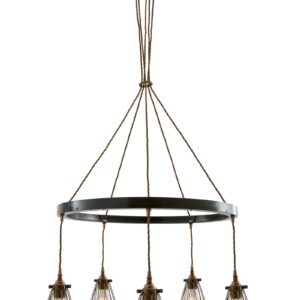 Praia Industrial Cage 5 Light Ring Chandelier Industrial Pendant Lights Fisherman's Lights UK