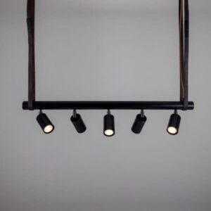 Holmes Linear Island Pendant with Leather Straps, Five-Light Farm House Lighting Fisherman's Lights UK