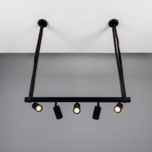 Holmes Linear Island Pendant with Leather Straps, Five-Light Farm House Lighting Fisherman's Lights UK