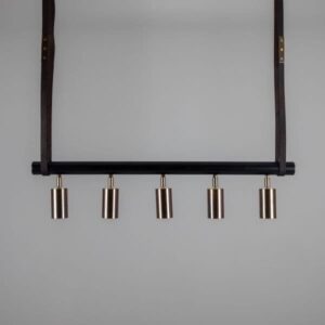 Holmes Linear Island Pendant with Leather Straps, Five-Light Farm House Lighting Fisherman's Lights UK