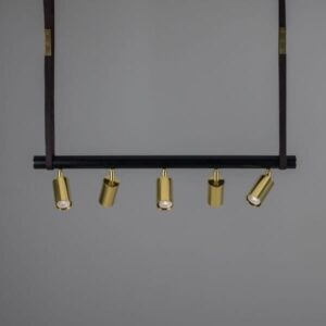 Holmes Linear Island Pendant with Leather Straps, Five-Light Farm House Lighting Fisherman's Lights UK