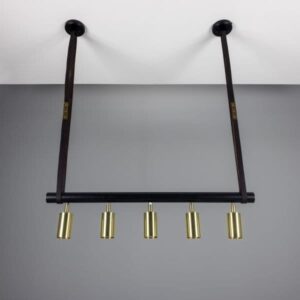 Holmes Linear Island Pendant with Leather Straps, Five-Light Farm House Lighting Fisherman's Lights UK