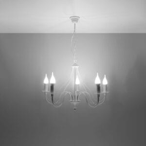 Minerwa White Cottage Chandelier - 5 Light Cottage & Farmhouse Chandeliers Fisherman's Lights UK