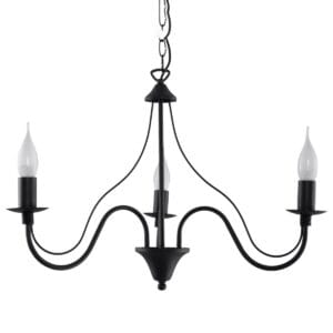 Minerwa Black Cottage Chandelier - 3 Light Cottage & Farmhouse Chandeliers Fisherman's Lights UK