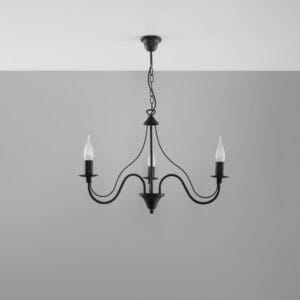 Minerwa Black Cottage Chandelier - 3 Light Cottage & Farmhouse Chandeliers Fisherman's Lights UK