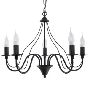 Minerwa Black Cottage Chandelier - 5 Light Cottage & Farmhouse Chandeliers Fisherman's Lights UK