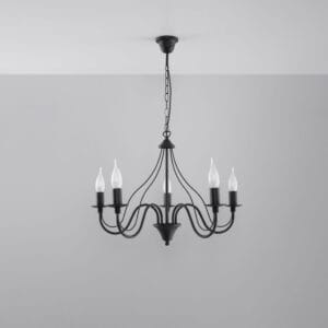 Minerwa Black Cottage Chandelier - 5 Light Cottage & Farmhouse Chandeliers Fisherman's Lights UK