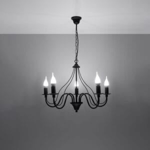 Minerwa Black Cottage Chandelier - 5 Light Cottage & Farmhouse Chandeliers Fisherman's Lights UK