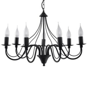 Minerwa Black Cottage Chandelier - 7 Light Cottage & Farmhouse Chandeliers Fisherman's Lights UK