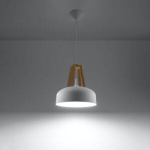 Pendant Lamp Casco White / Natural Wood Uncategorized Fisherman's Lights UK