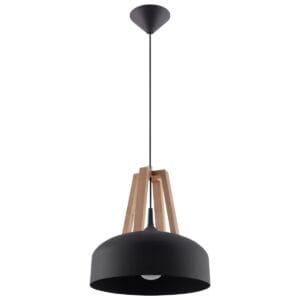 Pendant Lamp Casco Black / Natural Wood Uncategorized Fisherman's Lights UK