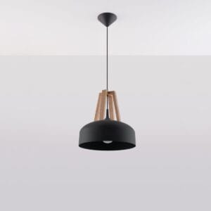 Pendant Lamp Casco Black / Natural Wood Uncategorized Fisherman's Lights UK