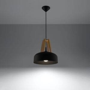 Pendant Lamp Casco Black / Natural Wood Uncategorized Fisherman's Lights UK
