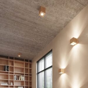 Quad Natural Wood Ceiling Downlight - Square Wood Ceiling & Wall Lights Fisherman's Lights UK