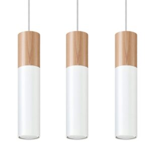 Pendant Lamp Pablo Three Light Natural Wood / White Wood Ceiling & Wall Lights Fisherman's Lights UK