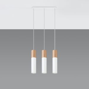 Pendant Lamp Pablo Three Light Natural Wood / White Wood Ceiling & Wall Lights Fisherman's Lights UK