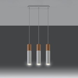 Pendant Lamp Pablo Three Light Natural Wood / White Wood Ceiling & Wall Lights Fisherman's Lights UK