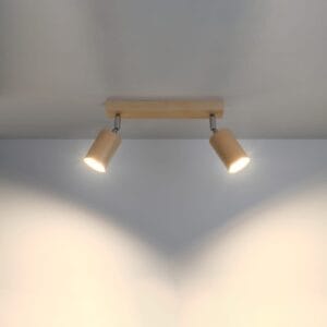 Berg Natural Wood Track Spotlight - 2 Light Wood Ceiling & Wall Lights Fisherman's Lights UK