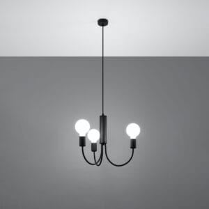 Piccolo Black Chandelier - 3 Light Industrial Cottage Style Cottage & Farmhouse Chandeliers Fisherman's Lights UK