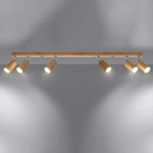 Ceiling Lamp Berg Six Light Natural Wood Wood Ceiling & Wall Lights Fisherman's Lights UK