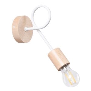 Ember White Wall Light - Adjustable with Wood Detail Wood Ceiling & Wall Lights Fisherman's Lights UK