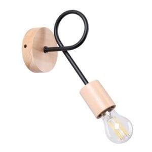 Ember Black Wall Light - Adjustable with Wood Detail Wood Ceiling & Wall Lights Fisherman's Lights UK