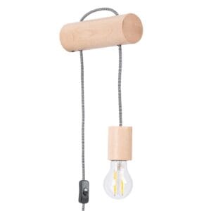 Nimbi Natural Wood Wall Light - Suspended with White Shade Wood Ceiling & Wall Lights Fisherman's Lights UK