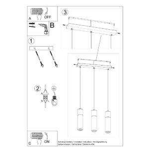 Pendant Lamp Zane Three Light Grey Kitchen Ceiling Lighting Fisherman's Lights UK