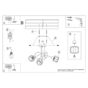 Multi Arm Ceiling Light Beluci Three Light Black Uncategorized Fisherman's Lights UK