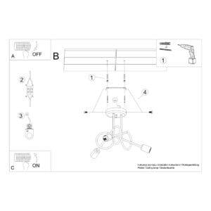 Multi Arm Ceiling Light Loop Three Light Black Uncategorized Fisherman's Lights UK