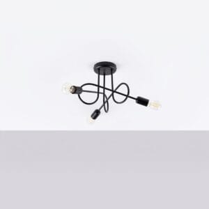 Multi Arm Ceiling Light Loop Three Light Black Uncategorized Fisherman's Lights UK