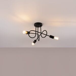 Multi Arm Ceiling Light Loop Three Light Black Uncategorized Fisherman's Lights UK