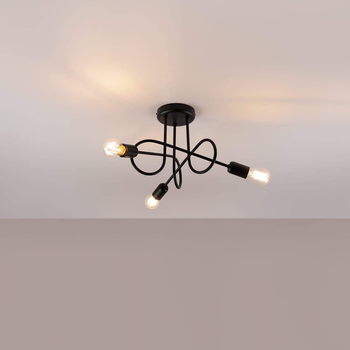 Multi Arm Ceiling Light Loop Three Light Black Multi Arm Ceiling Light Loop Three Light Black Uncategorized Fisherman's Lights UK