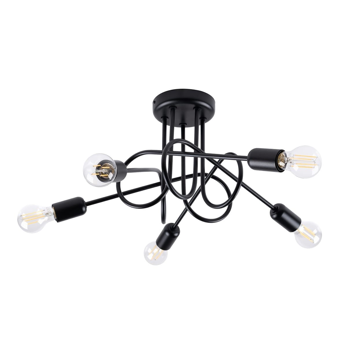 Multi Arm Ceiling Light Loop Five Light Black Fisherman's Lights UK