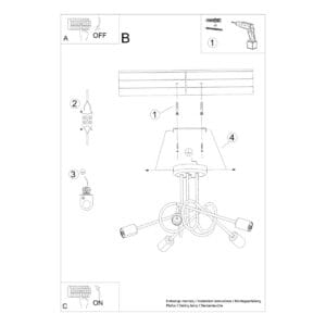 Multi Arm Ceiling Light Loop Five Light Black Uncategorized Fisherman's Lights UK