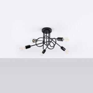 Multi Arm Ceiling Light Loop Five Light Black Uncategorized Fisherman's Lights UK