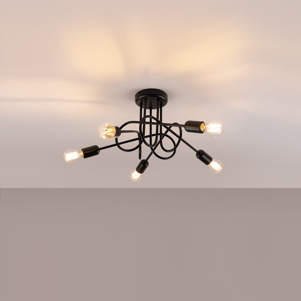 Multi Arm Ceiling Light Loop Five Light Black Multi Arm Ceiling Light Loop Five Light Black Uncategorized Fisherman's Lights UK