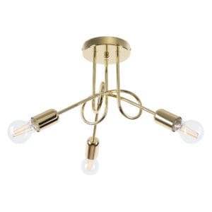 Multi Arm Ceiling Light Loop Three Light Gold Uncategorized Fisherman's Lights UK