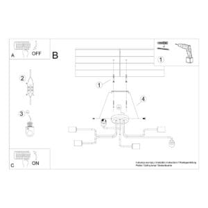 Multi Arm Ceiling Light Vector Six Light White Uncategorized Fisherman's Lights UK