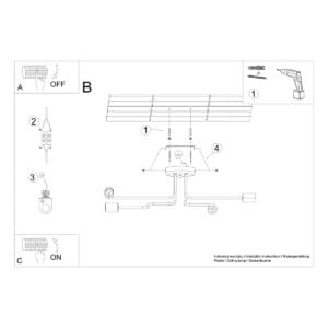 Multi Arm Ceiling Light Vector Four Light Black Uncategorized Fisherman's Lights UK