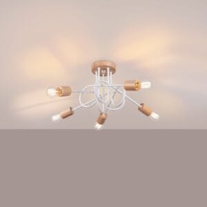 Wooden Ceiling Light Ember Five Light White Uncategorized Fisherman's Lights UK