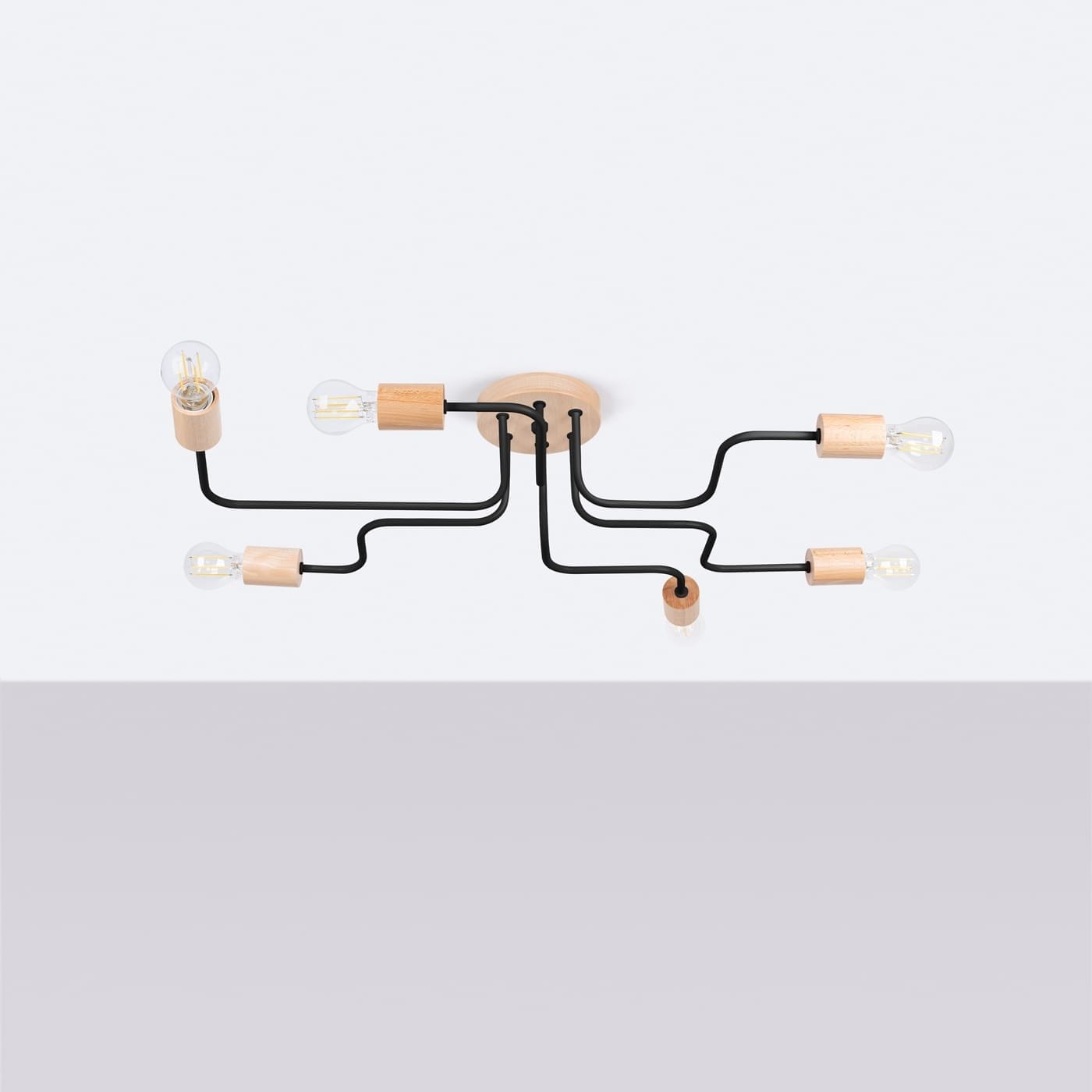 Wooden Pendant Light Karbon Six Arm Black Wooden Pendant Light Karbon Six Arm Black Uncategorized Fisherman's Lights UK