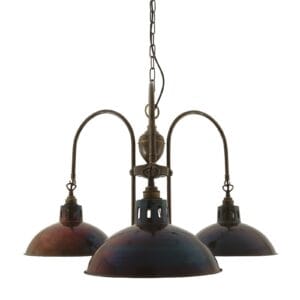 Goiania Three-Arm Industrial Brass Chandelier Uncategorized Fisherman's Lights UK