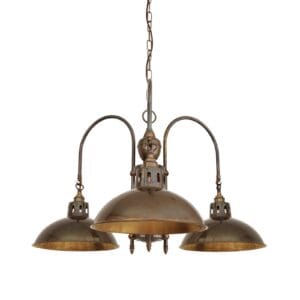 Goiania Three-Arm Industrial Brass Chandelier Uncategorized Fisherman's Lights UK