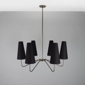Para Modern Brass Chandelier with Fabric Shades, Six-Arm Uncategorized Fisherman's Lights UK