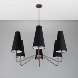 Para Modern Brass Chandelier with Fabric Shades, Six-Arm Uncategorized Fisherman's Lights UK