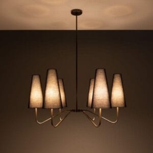 Para Modern Brass Chandelier with Fabric Shades, Six-Arm Uncategorized Fisherman's Lights UK